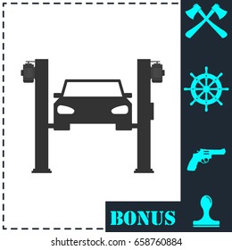 Car lifting icon flat. Simple vector symbol and bonus icon
