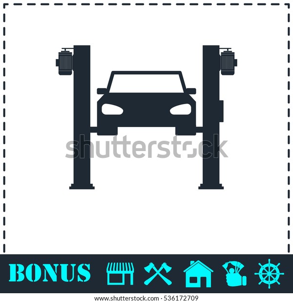 Car lifting icon flat. Simple vector symbol and
bonus icon