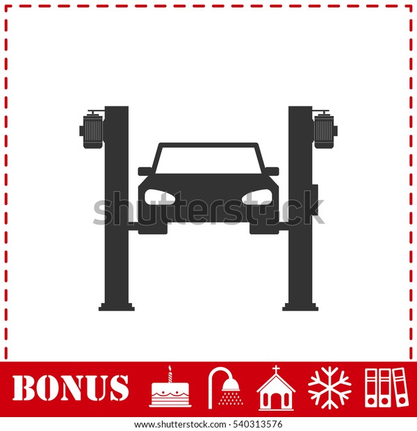 Car lifting icon flat. Simple vector symbol and\
bonus icon