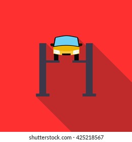 Car lifting icon in flat style