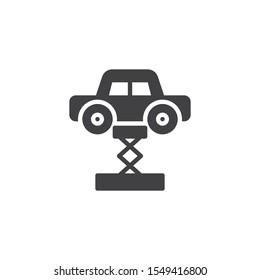 Car lifting vector icon. filled flat sign for mobile concept and web design. Car on stand glyph icon. Symbol, logo illustration. Vector graphics