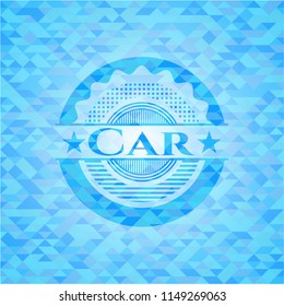 Car light blue emblem with mosaic background