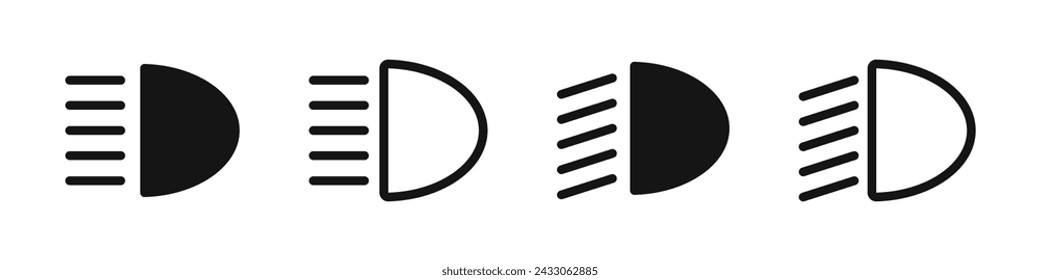 Car light dashboard icon. Car light icons. Car headlights