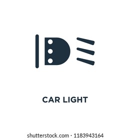 Car Light icon. Black filled vector illustration. Car Light symbol on white background. Can be used in web and mobile.