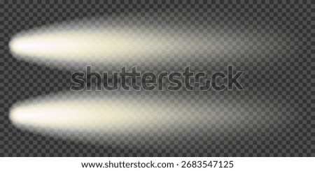 Car light overlay, top camera view. Beacon house night flare, front lens png. Flashlight isolated, motorcycle headlight effect. Spotlight in fog smoke, lighthouse led beam, speed road aerial shot