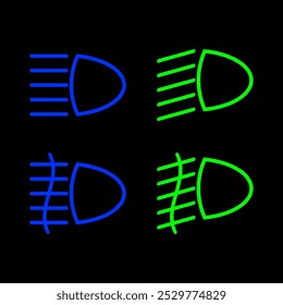 Car Light Sign Symbol. Car Headlight. Rear Fog Light. Indicator Light. Vector Illustration. 