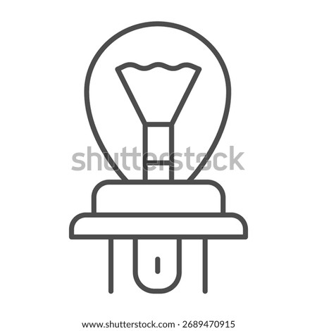 Car lightbulb thin line icon, car parts concept. Vector graphics. Light bulb for headlights and signals sign on white background, outline style icon for mobile or web design