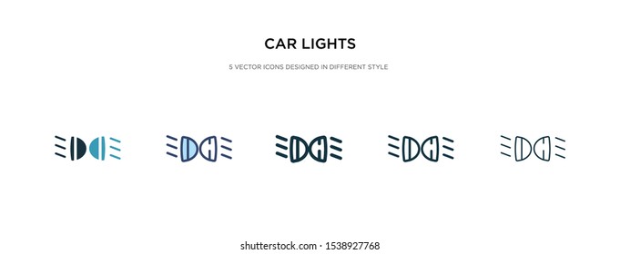 car lights icon in different style vector illustration. two colored and black car lights vector icons designed in filled, outline, line and stroke style can be used for web, mobile, ui