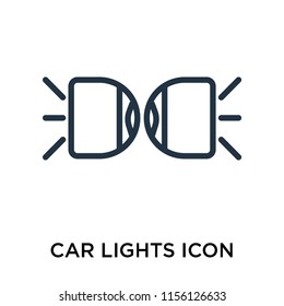Car lights icon vector isolated on white background, Car lights transparent sign , line symbol or linear element design in outline style