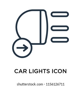 Car lights icon vector isolated on white background, Car lights transparent sign , line symbol or linear element design in outline style