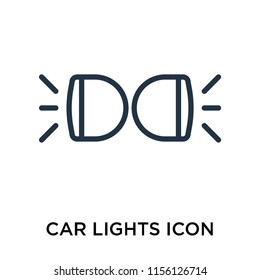 Car lights icon vector isolated on white background, Car lights transparent sign , line symbol or linear element design in outline style