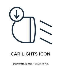 Car lights icon vector isolated on white background, Car lights transparent sign , line symbol or linear element design in outline style