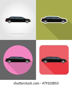 car limousine flat icons vector illustration isolated on background