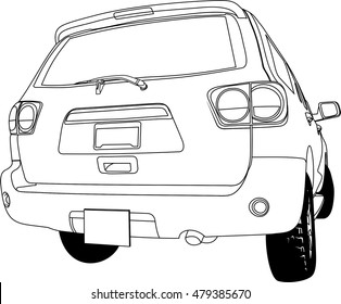 Car Line Art, All View, Four View, Top, Side, Back, Front