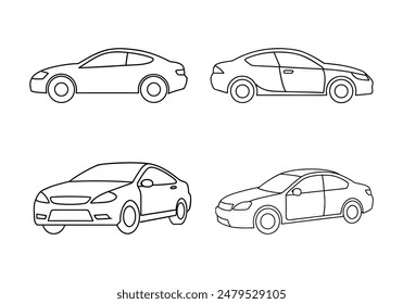 Car Line Art Bundle Set - Vector Illustrations for Automotive Designs, Prints, and Digital Art.