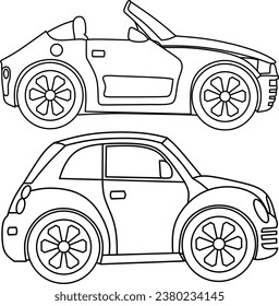 Car line art for coloring book page