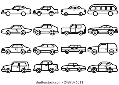 Car Line Art Design Illustration Compact Car Drawing