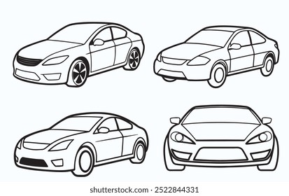 car line art shilhouette set