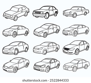 car line art shilhouette set