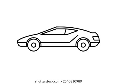 Ilustración vectorial del arte de la línea del coche, contorno del icono del coche de lujo