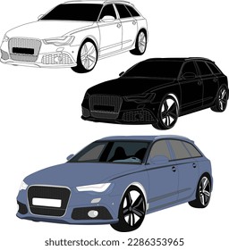 Car line drawing vector and illustration for color.