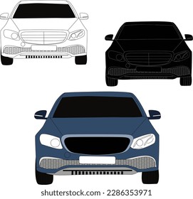 Car line drawing vector and illustration for color.