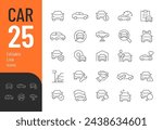 Car Line Editable Icons set. Vector illustration in modern thin line style of vehicle related icons: car repair, car wash, tech review, and more. Pictograms and infographics for mobile apps