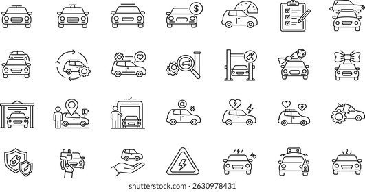 Car Line Editable Icons set 