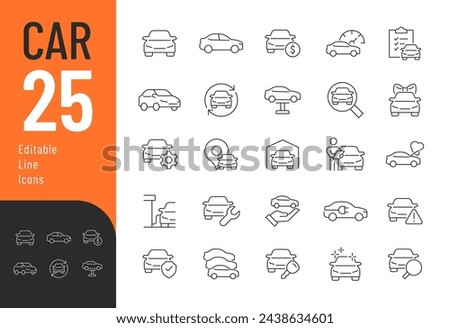 Car Line Editable Icons set. Vector illustration in modern thin line style of vehicle related icons: car repair, car wash, tech review, and more. Pictograms and infographics for mobile apps