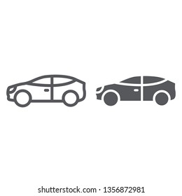 Car line and glyph icon, auto and transport, automobile sign, vector graphics, a linear pattern on a white background, eps 10.