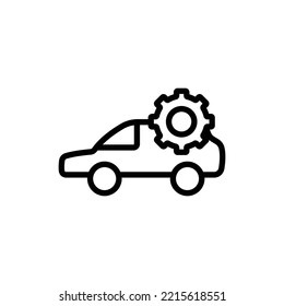 Car Line Icon Illustration With Gear. Suitable For Automotive Repair Icon. Icon Illustration Related Repair, Maintenance. Simple Vector Design Editable