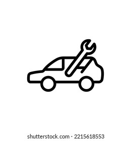 Car Line Icon Illustration With Wrench. Suitable For Automotive Repair Icon. Icon Illustration Related Repair, Maintenance. Simple Vector Design Editable