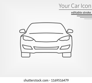 Car line icon for minimalist design. Editable stroke