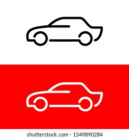 Car line icon. Side view simple elegant style vehicle symbol. Adjustable stroke width.