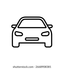Ilustración vectorial de la señal del icono de la línea del coche aislada en blanco