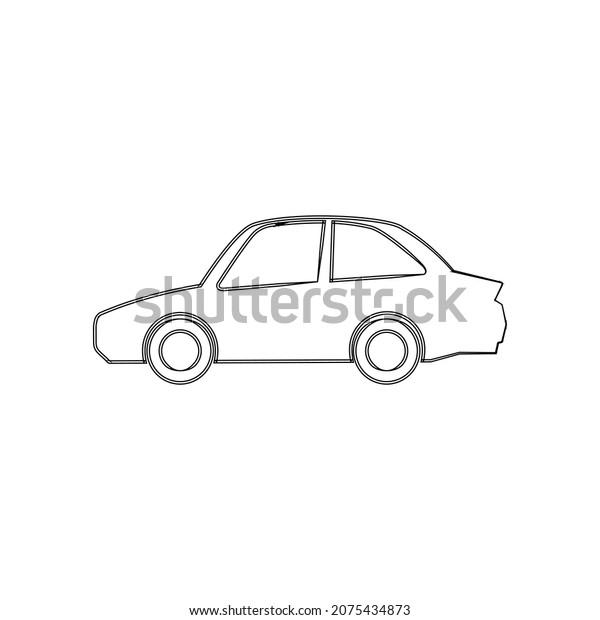 Car line icon. Simple\
outline style sign symbol. Vector illustration isolated on white\
background.