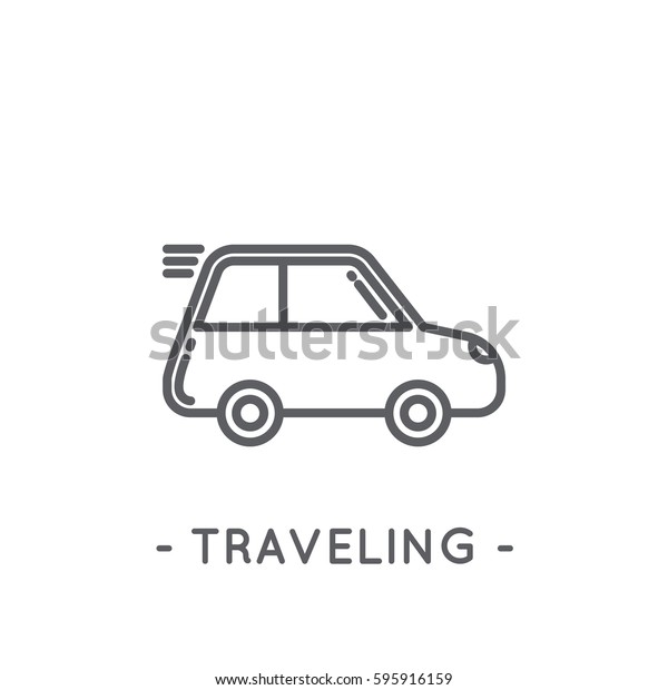 Car line icon. Universal Minimal Modern Thin
Line Black Icon on White
Background