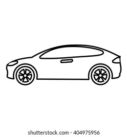Car line icon Vector Illustration. Side view of car, automobile, motor vehicle