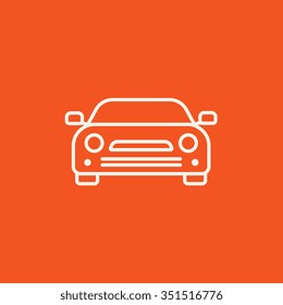 Car line icon for web, mobile and infographics. Vector white icon isolated on red background.