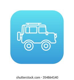 Car line icon for web, mobile and infographics. Vector white icon on the blue gradient square with rounded corners isolated on white background.