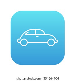 Car line icon for web, mobile and infographics. Vector white icon on the blue gradient square with rounded corners isolated on white background.