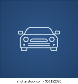 Car line icon for web, mobile and infographics. Vector light blue icon isolated on blue background.