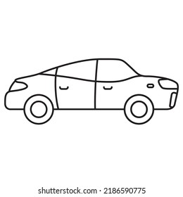 Car line icon.Outline vector sign sedan.Vehicle symbol.Transportation simple style.Isolated on white background. Vector flat illustration.