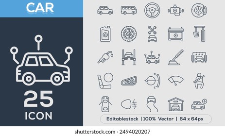 Iconos de línea de coche colección Vector ilustrador