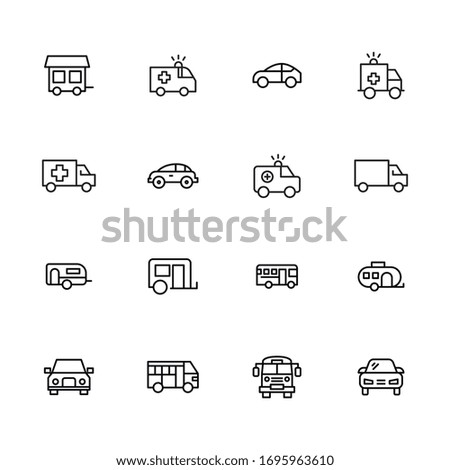 Car line icons set. Stroke vector elements for trendy design. Simple pictograms for mobile concept and web apps. Vector line icons isolated on a white background. 