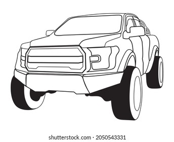 Car in a Line illustration, perfect for white and black design