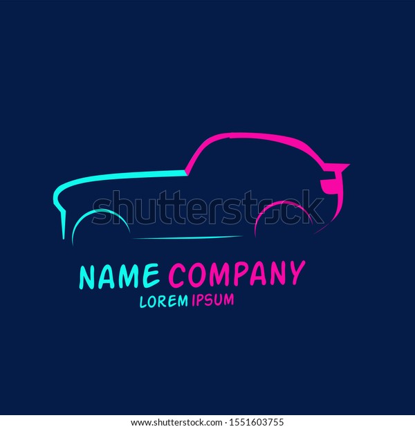car line logo design with color light blue and\
dark pink for your company