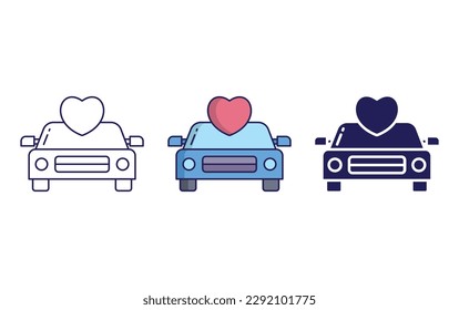 Car line and solid illustration icon