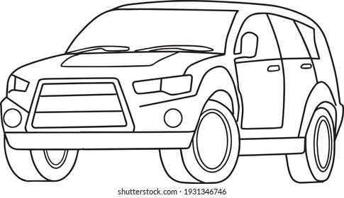 Car Line Vector Illustration Coloring Book Stock Vector (Royalty Free ...