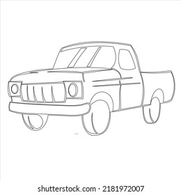 car line vector illustration, isolated on white background, toy car coloring page for kids 